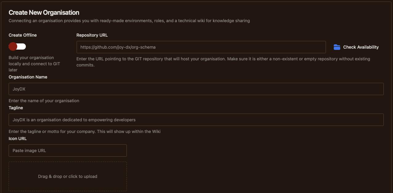 Base create organisation screen